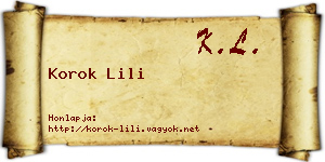 Korok Lili névjegykártya